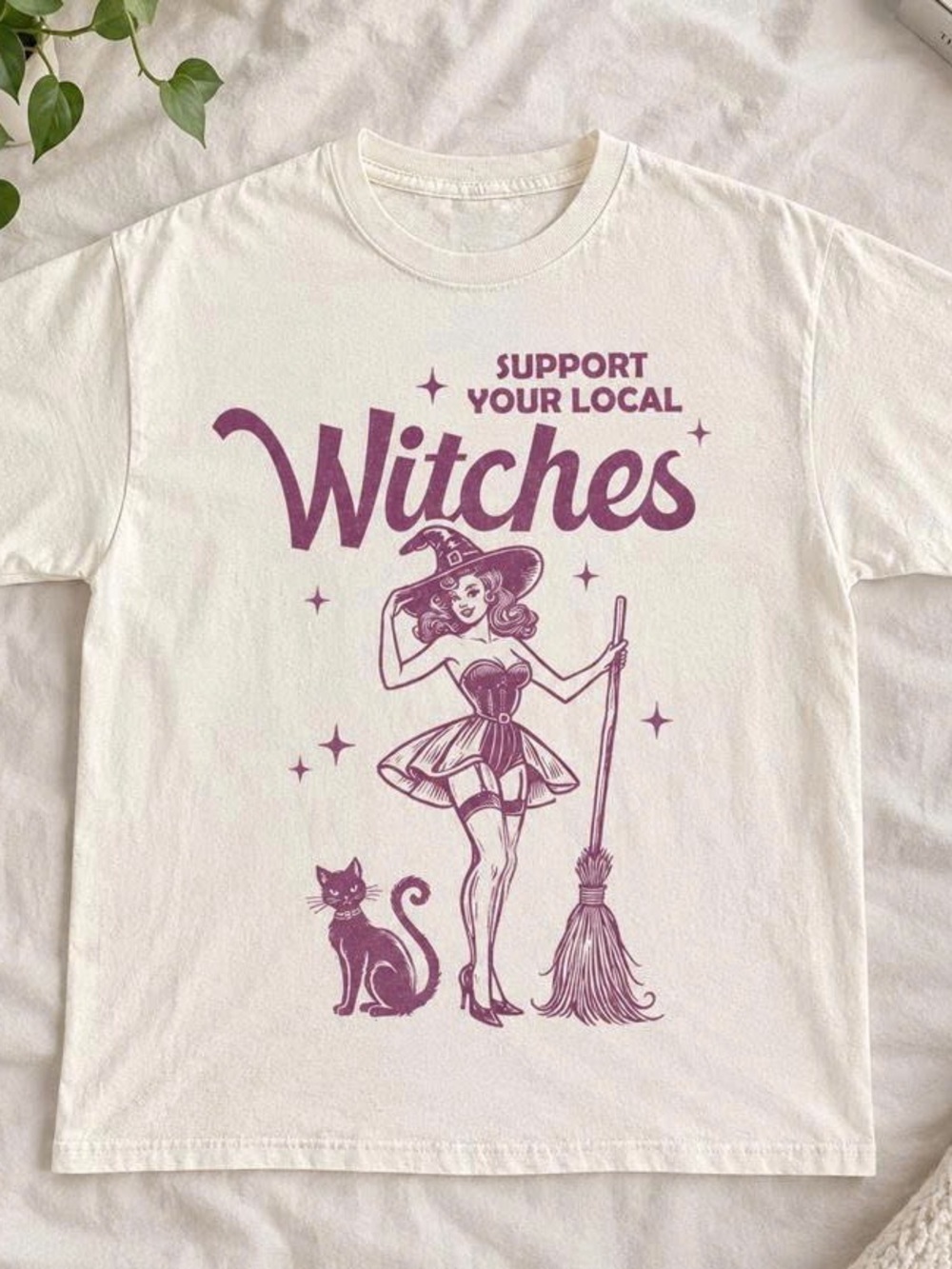 Witches Graphic Tee - White with Print